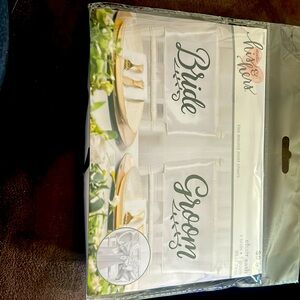 Bride and groom chair sash